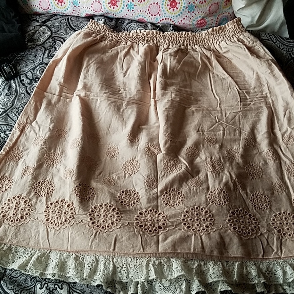 Dress Barn Lined Cotton Skirt XL Peach